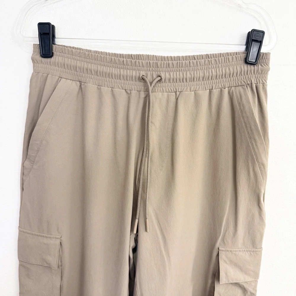 Alo Yoga Cargo Jogger Pants Taupe High Rise Drawstring Performance Large